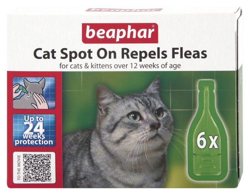 Beaphar Cat Spot On Repels Fleas 24 Week Protection 6pack